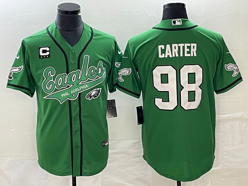 Men Philadelphia Eagles #98 Carter Green Co Branding Game NFL Jersey style 4